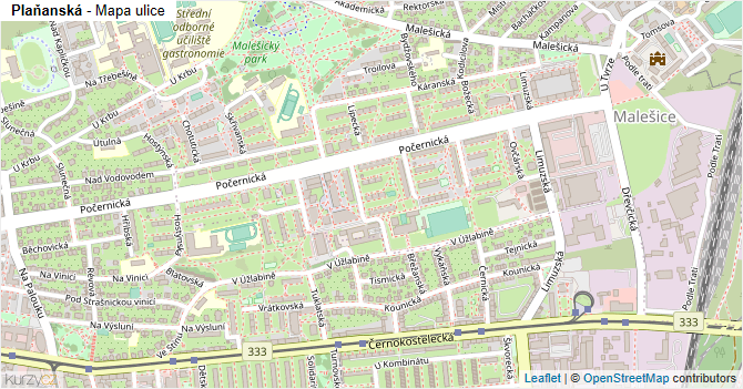 Plaňanská - mapa ulice