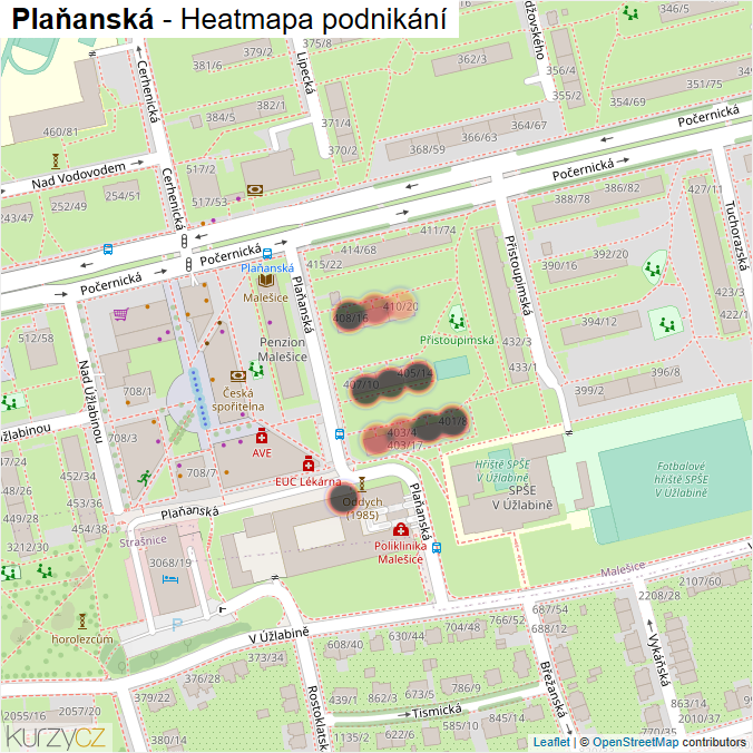 Mapa Plaňanská - Firmy v ulici.