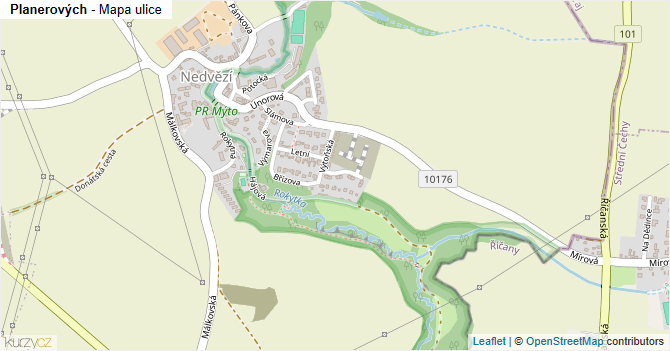 Planerových - mapa ulice