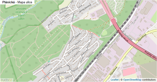 Plánická - mapa ulice