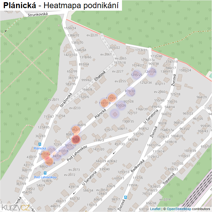Mapa Plánická - Firmy v ulici.