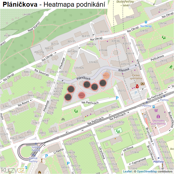 Mapa Pláničkova - Firmy v ulici.