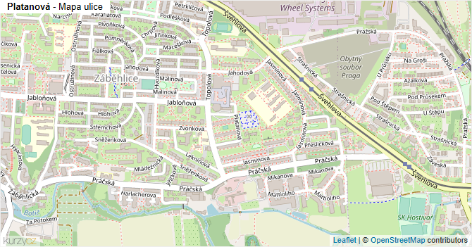 Platanová - mapa ulice