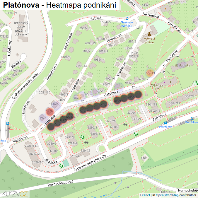 Mapa Platónova - Firmy v ulici.