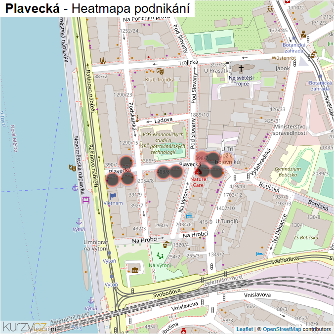 Mapa Plavecká - Firmy v ulici.