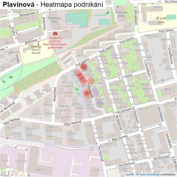 Mapa Plavínová - Firmy v ulici.