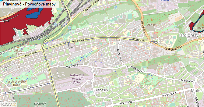 Plavínová - záplavové mapy stoleté vody