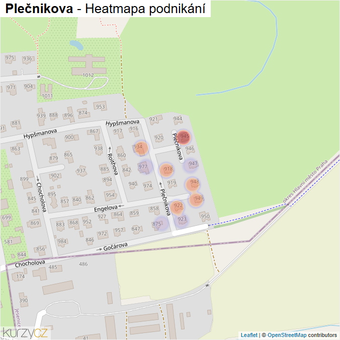 Mapa Plečnikova - Firmy v ulici.