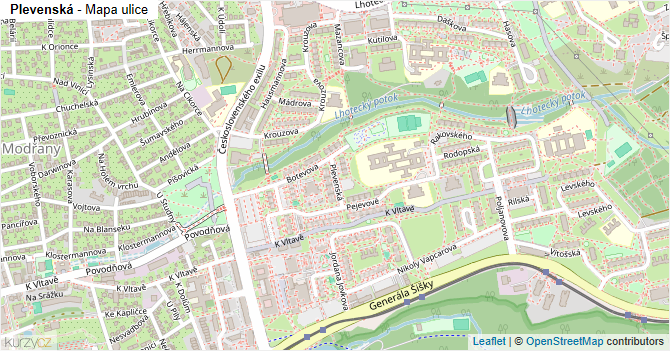 Plevenská - mapa ulice