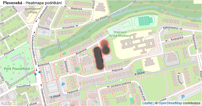Plevenská - mapa podnikání