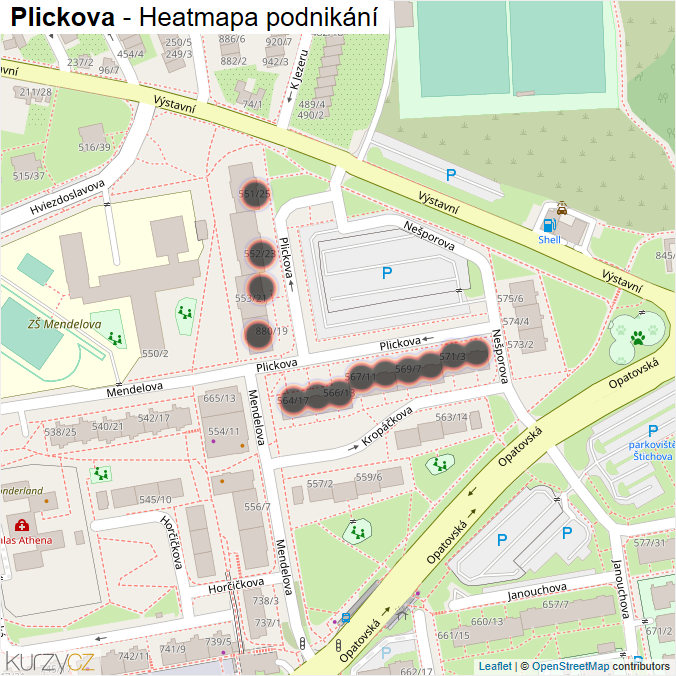 Mapa Plickova - Firmy v ulici.