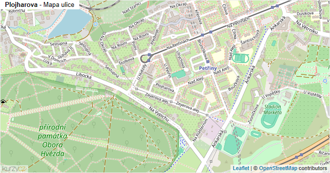 Plojharova - mapa ulice