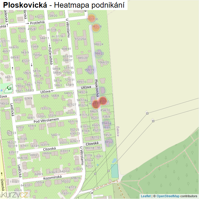 Mapa Ploskovická - Firmy v ulici.