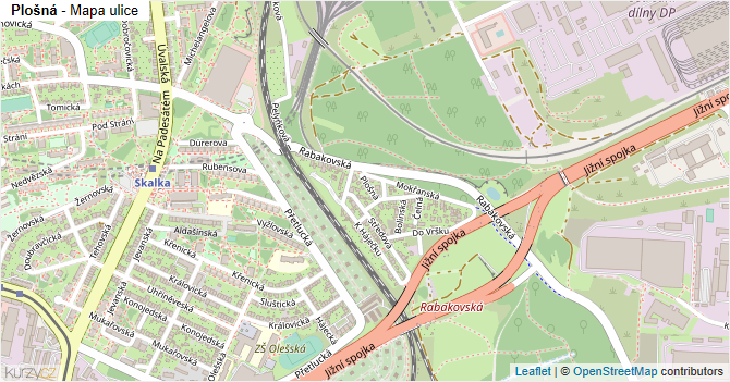 Plošná - mapa ulice