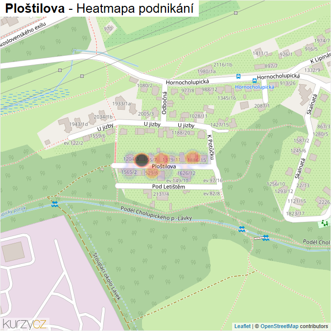 Mapa Ploštilova - Firmy v ulici.