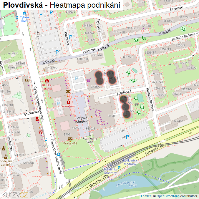 Mapa Plovdivská - Firmy v ulici.