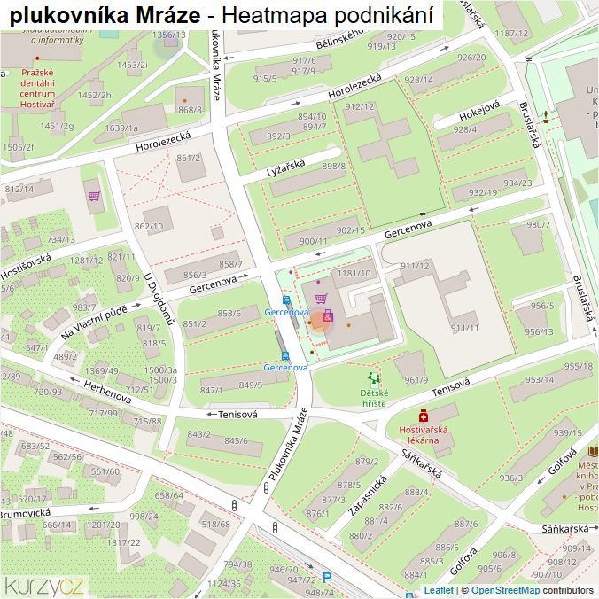 Mapa plukovníka Mráze - Firmy v ulici.