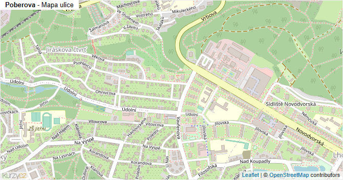 Poberova - mapa ulice