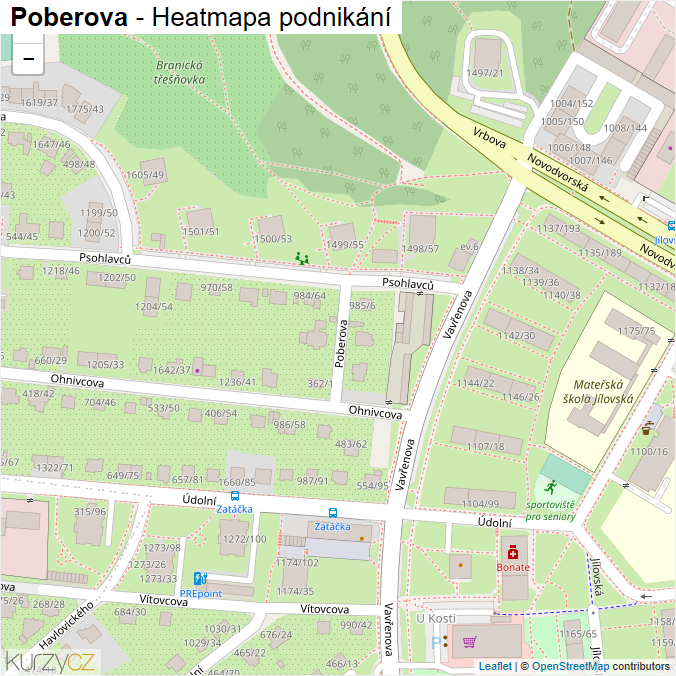 Mapa Poberova - Firmy v ulici.