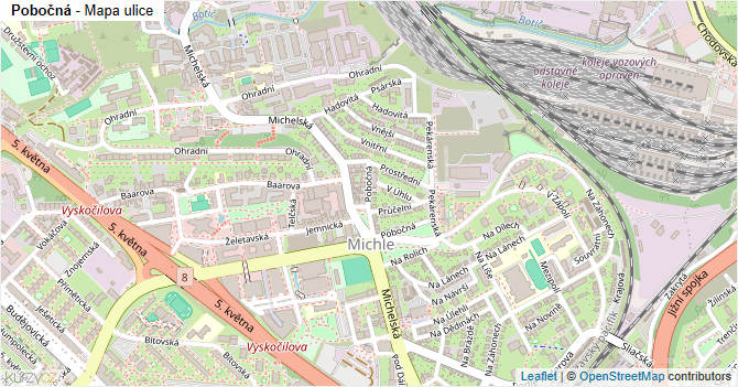 Pobočná - mapa ulice