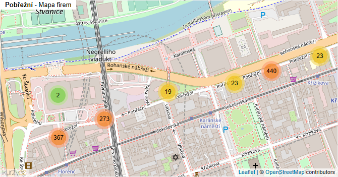 Pobřežní - mapa firem