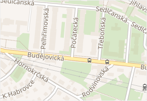 Počátecká v obci Praha - mapa ulice