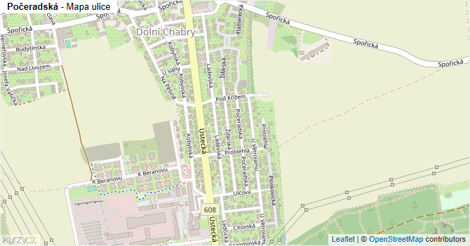 Počeradská - mapa ulice