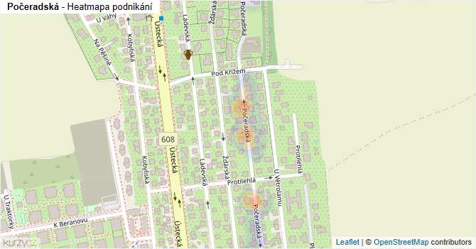 Počeradská - mapa podnikání