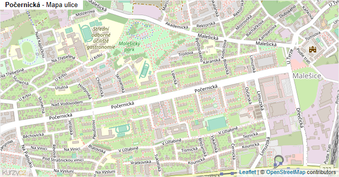 Počernická - mapa ulice