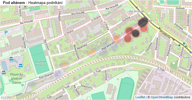 Pod altánem - mapa podnikání
