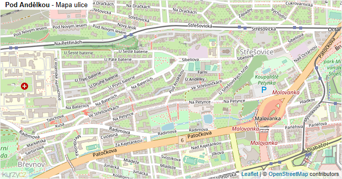 Pod Andělkou - mapa ulice