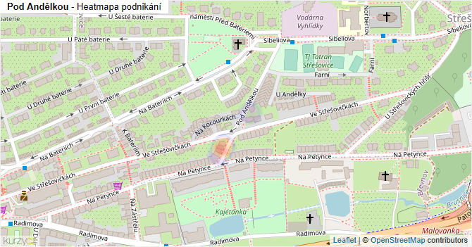 Pod Andělkou - mapa podnikání
