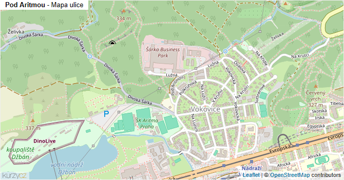 Pod Aritmou - mapa ulice