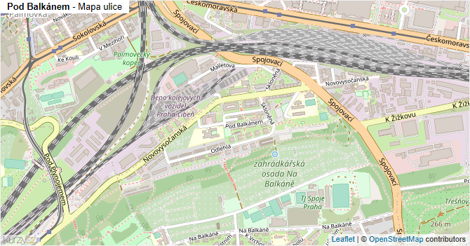 Pod Balkánem - mapa ulice