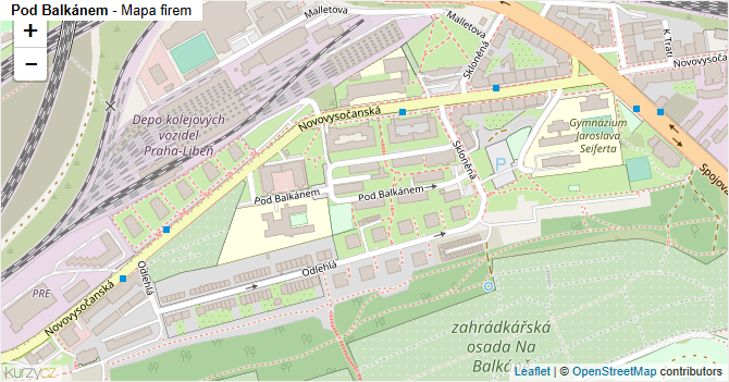Pod Balkánem - mapa firem