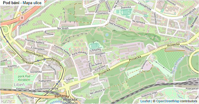 Pod bání - mapa ulice