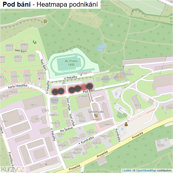 Mapa Pod bání - Firmy v ulici.