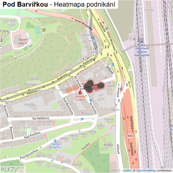 Mapa Pod Barvířkou - Firmy v ulici.