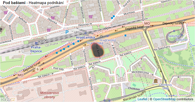 Pod baštami - mapa podnikání