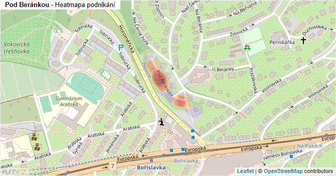Pod Beránkou - mapa podnikání
