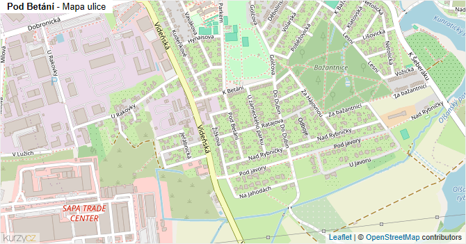Pod Betání - mapa ulice