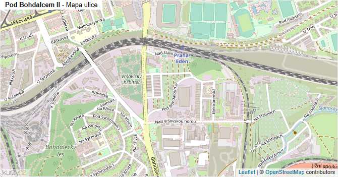 Pod Bohdalcem II - mapa ulice