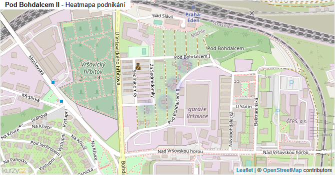 Pod Bohdalcem II - mapa podnikání