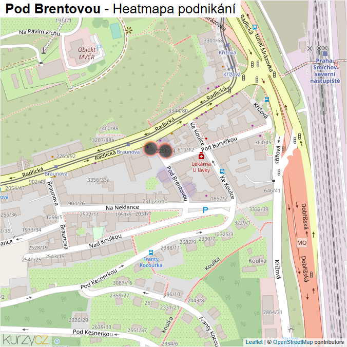 Mapa Pod Brentovou - Firmy v ulici.