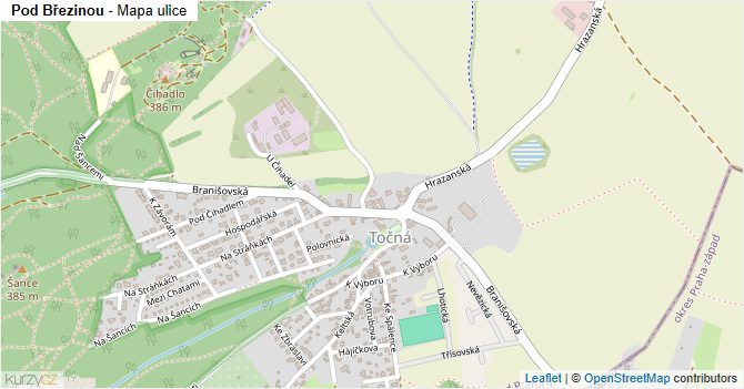 Pod Březinou - mapa ulice
