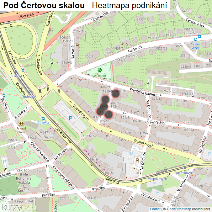 Mapa Pod Čertovou skalou - Firmy v ulici.