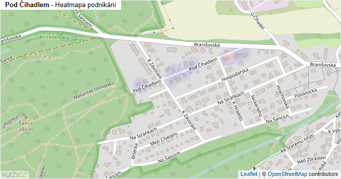 Pod Čihadlem - mapa podnikání