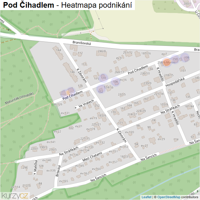 Mapa Pod Čihadlem - Firmy v ulici.