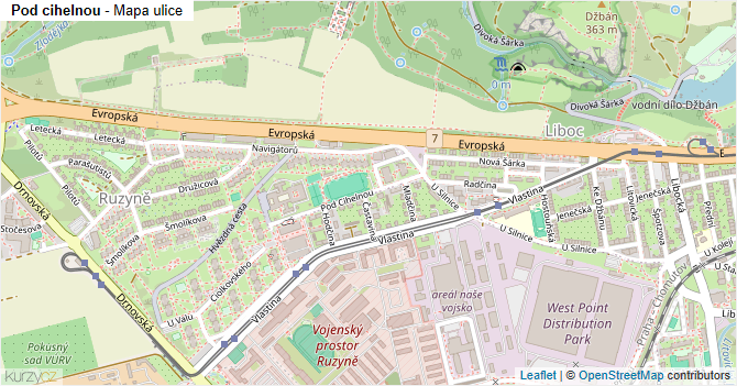 Pod cihelnou - mapa ulice