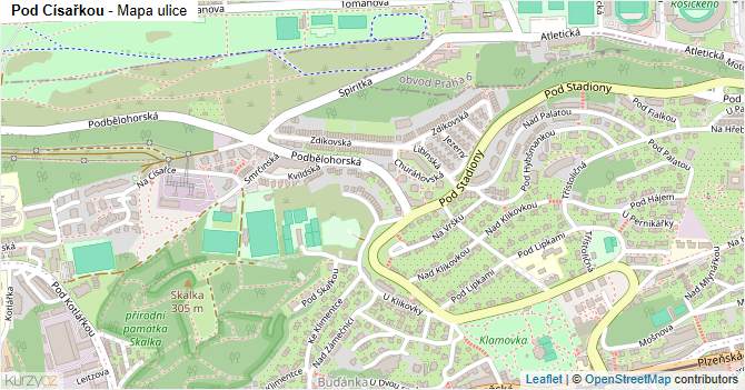 Pod Císařkou - mapa ulice